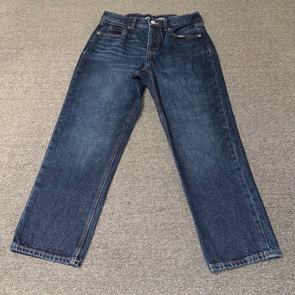 Old Navy High Rise Slouchy Straight Jeans Dark Wash Button Fly Women's Size 0